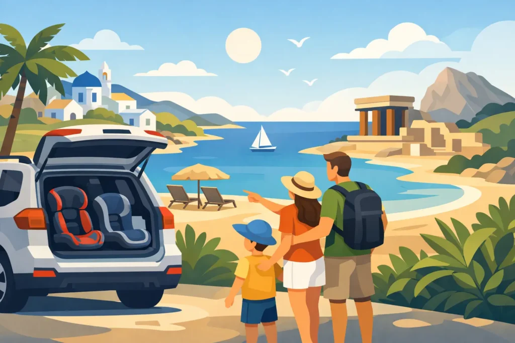 Beste Familienautos als Mietwagen auf Kreta mit Kindersitzen